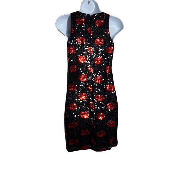 Aiden Mattox lips kisses sequin Black Dress Size 0 sleeveless little black dress - Picture 4 of 9